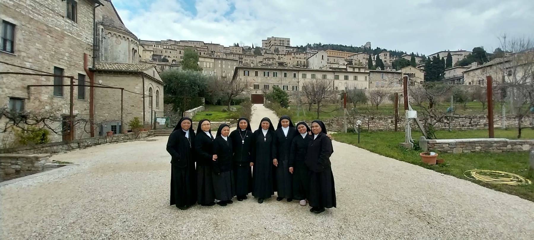 The Sisters together in the winter garden at Abbazia San Pietro